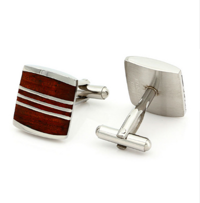 Steel Lines Wood and Stainless Steel Cufflinks