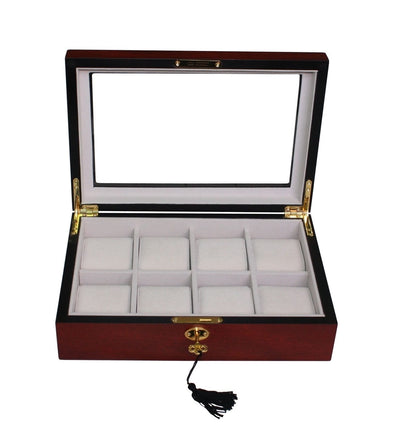Cherry Wooden Watch Box, 8 Watch Box, Cuffed Watch Box, Clinks Australia Watch Box, Cherry Watch Boxes on Cuffed, Australia Watch Box, Watch Storage Box, Watch Display Box, 8 Slots Watch Box, Watch Boxes for 8, Cherry Watch Box, Wooden Watch Box, Cherry, Watch Boxes, CB5000, Clinks.com