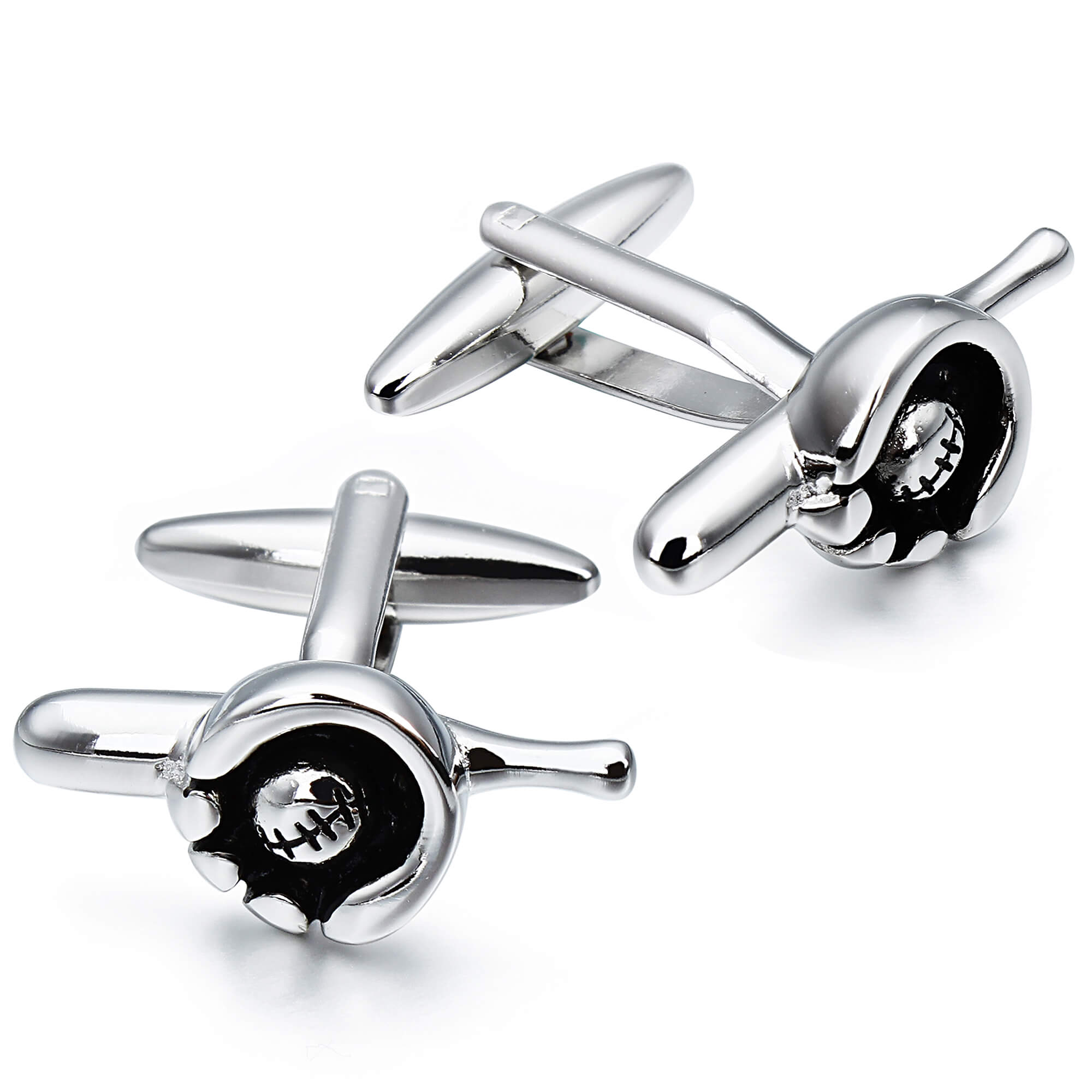 Baseball Bat, Glove and Ball Cufflinks in Silver