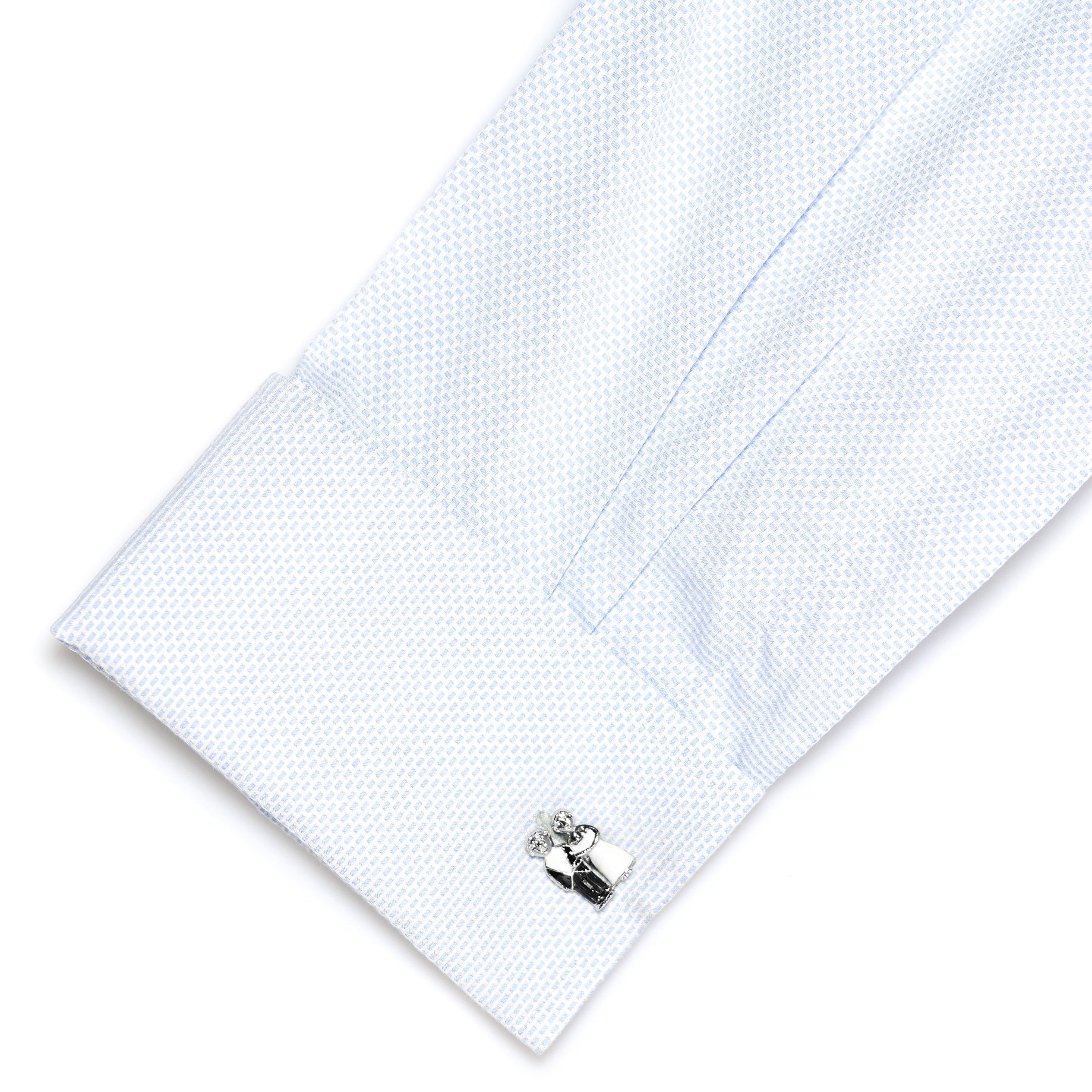 Wedding Bride Groom Couple in Black, White Silver Wedding Cufflinks