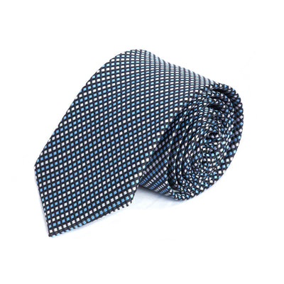 Silver, Black and Blue Weave MF Tie
