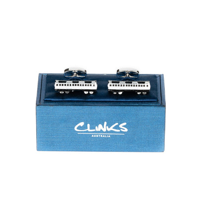 Silver and Black Train Carriage Cufflinks