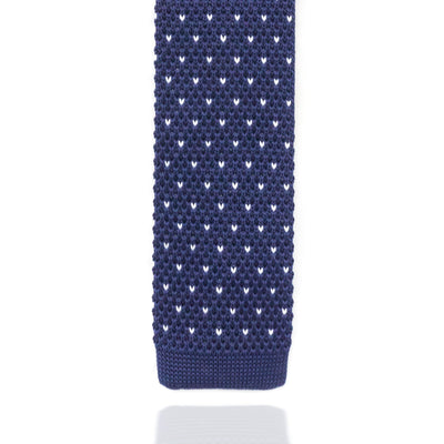 Blue and White Dot Knit Tie, Ties, TI1080, Mens Ties, Cuffed, Clinks, Clinks Australia