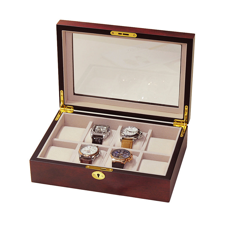 Cherry Wooden Watch Box, 8 Watch Box, Cuffed Watch Box, Clinks Australia Watch Box, Cherry Watch Boxes on Cuffed, Australia Watch Box, Watch Storage Box, Watch Display Box, 8 Slots Watch Box, Watch Boxes for 8, Cherry Watch Box, Wooden Watch Box, Cherry, Watch Boxes, CB5000, Clinks.com