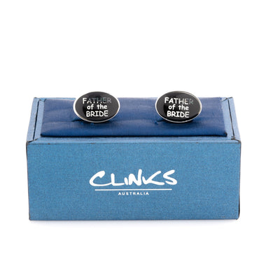 Father of the Bride Black Silver Wedding Cufflinks