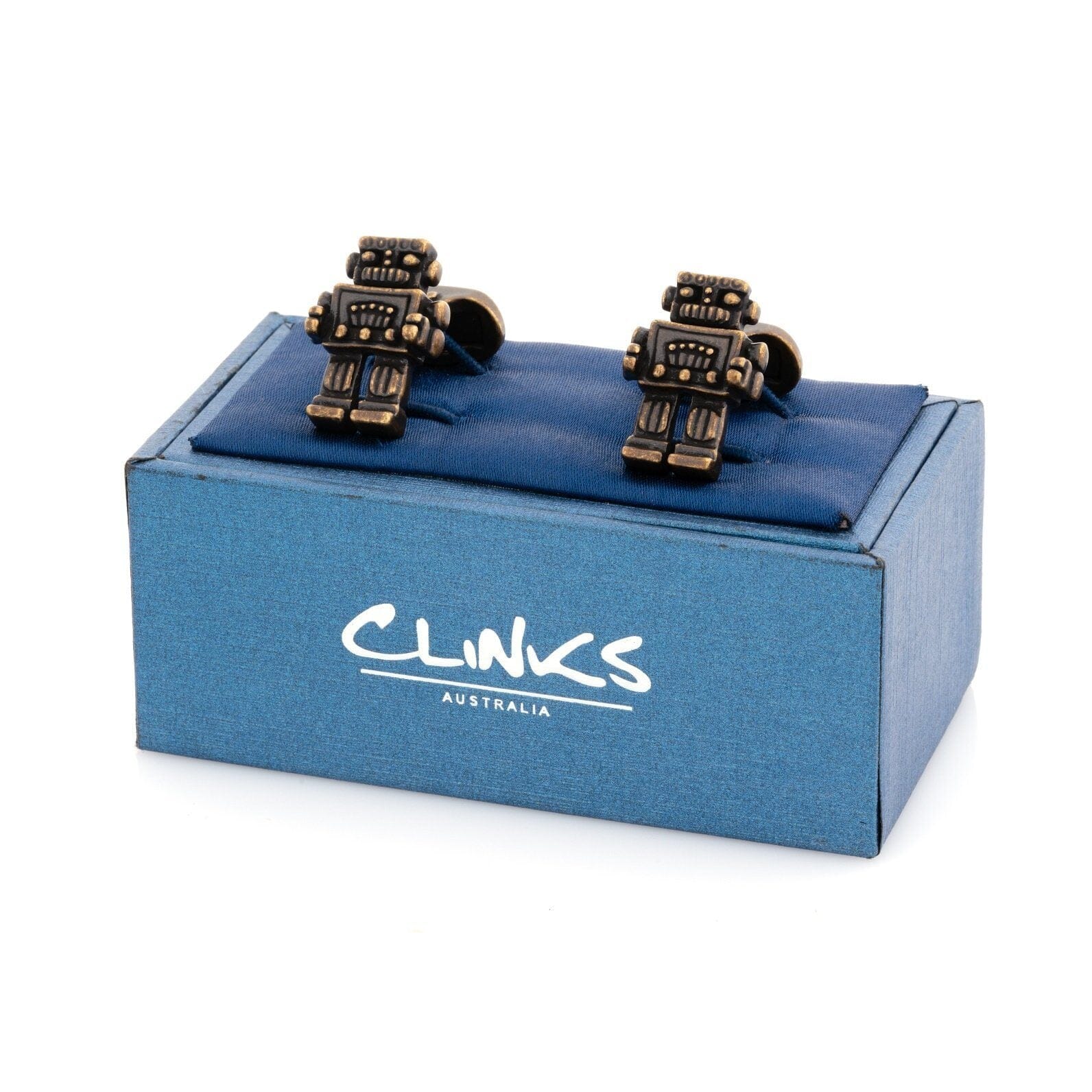 Robot Cufflinks in Antique Burnished Gold Novelty Cufflinks Clinks Australia 