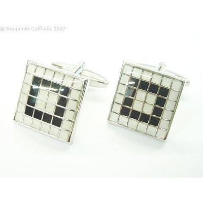 BlackWhite Tiled Mosaic Cufflinks