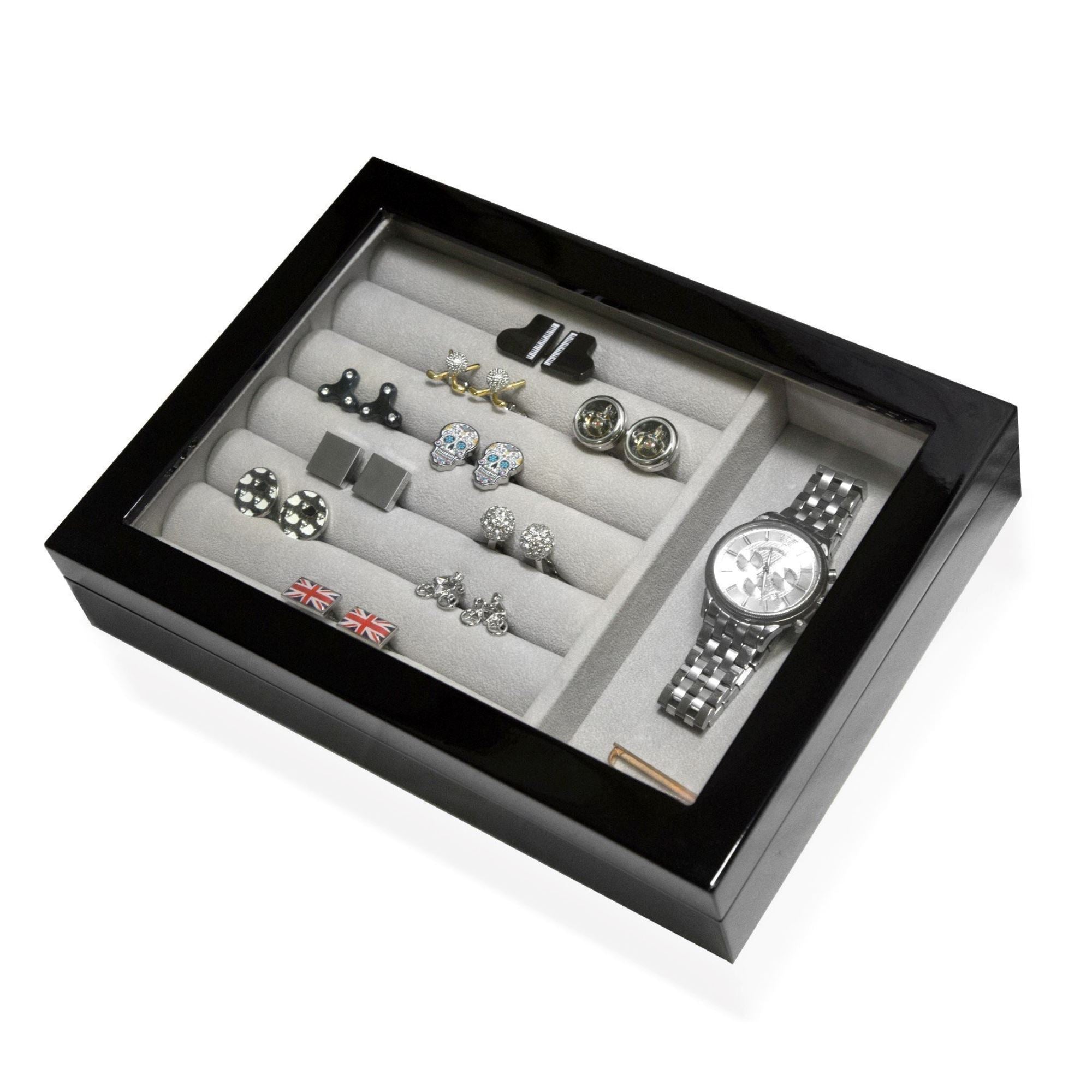 Medium Cufflink and Valet Box Black Cufflink Boxes Clinks Australia 