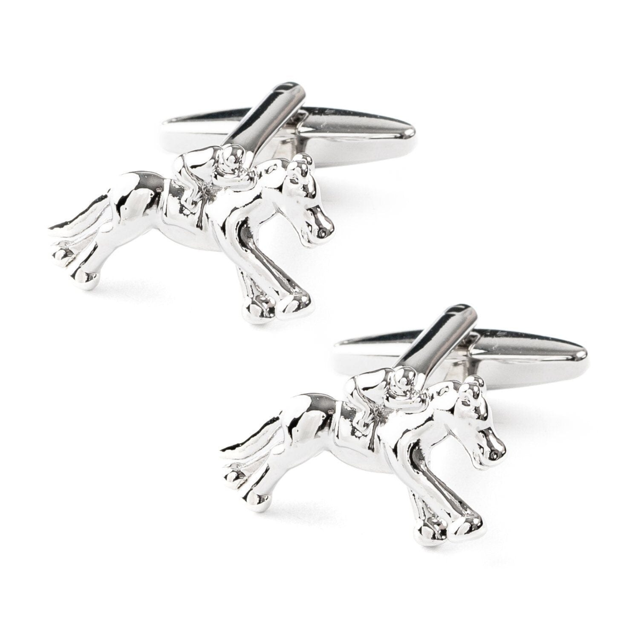 "Melbourne Cup" Horse Racing Silver Cufflinks