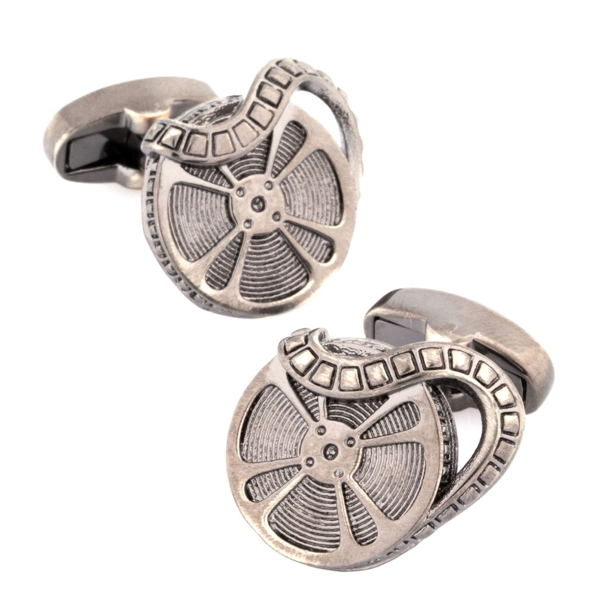 Movie Film Reel Cufflinks in Gunmetal Novelty Cufflinks Clinks Australia Movie Film Reel Cufflinks in Gunmetal 