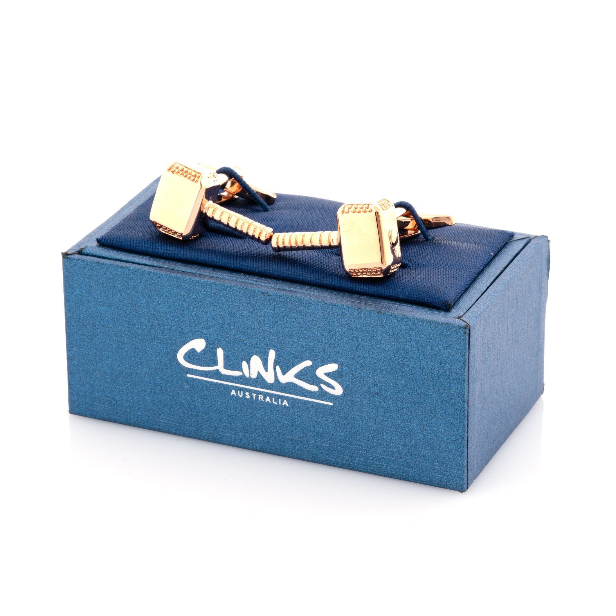 Thor Style Hammer Cufflinks Rose Gold Novelty Cufflinks Clinks Australia 