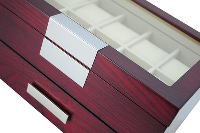 Cherry Wooden Watch Box, 20 Watch Box, Cuffed Watch Box, Clinks Australia Watch Box, Cherry Watch Boxes on Cuffed, Australia Watch Box, Watch Storage Box, Watch Display Box, 20 Slots Watch Box, Watch Boxes for 20, Cherry Watch Box, Wooden Watch Box, Cherry, Watch Boxes, CB5008, Clinks.com