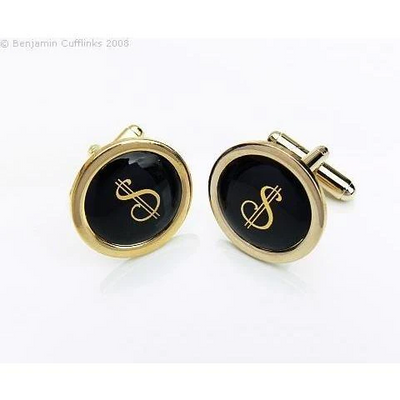Gold Dollar $ sign cufflinks