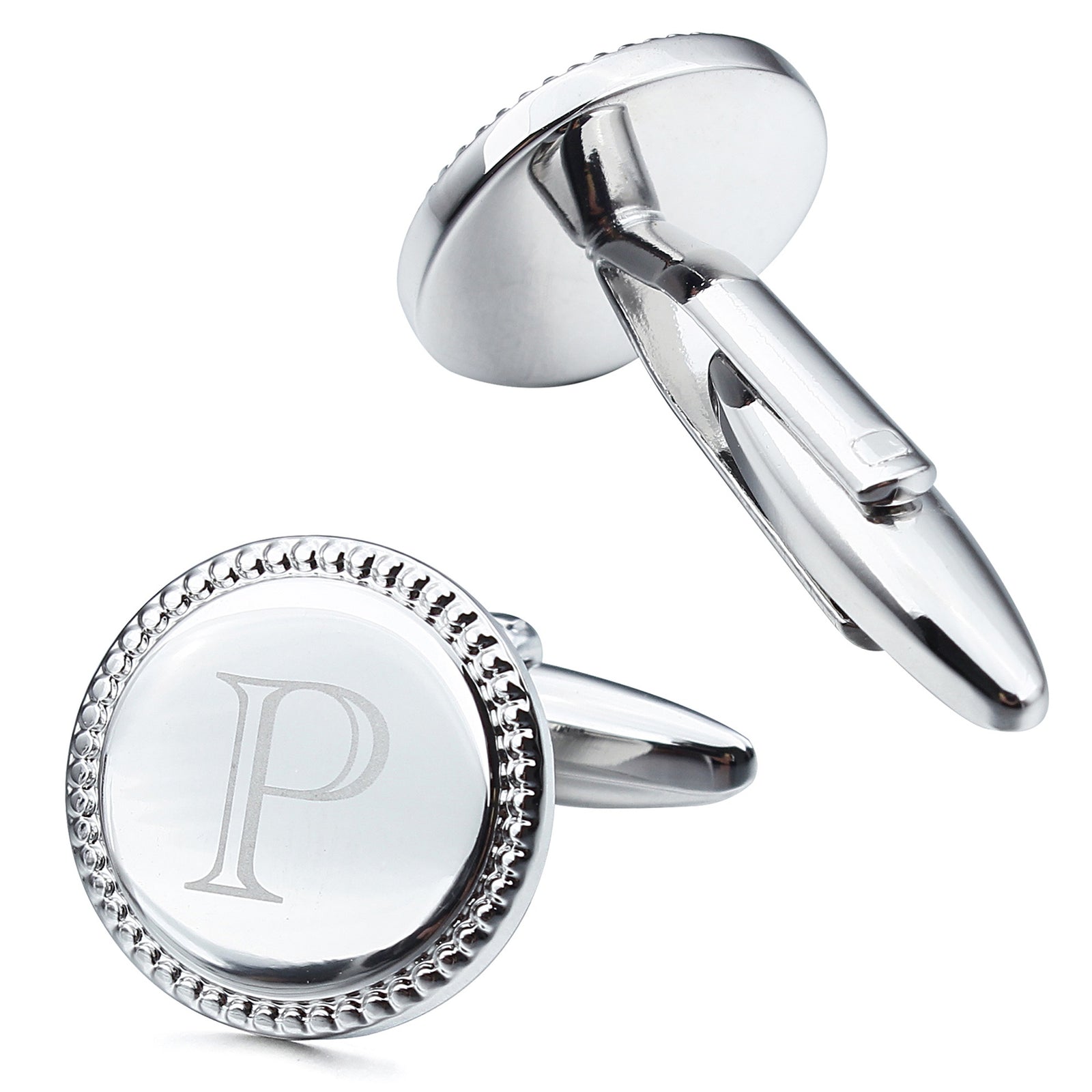 Letter P Initial Cufflinks -Round