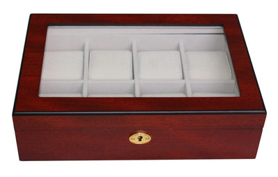 Cherry Wooden Watch Box, 8 Watch Box, Cuffed Watch Box, Clinks Australia Watch Box, Cherry Watch Boxes on Cuffed, Australia Watch Box, Watch Storage Box, Watch Display Box, 8 Slots Watch Box, Watch Boxes for 8, Cherry Watch Box, Wooden Watch Box, Cherry, Watch Boxes, CB5000, Clinks.com