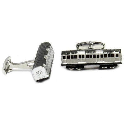 Silver and Black Train Carriage Cufflinks