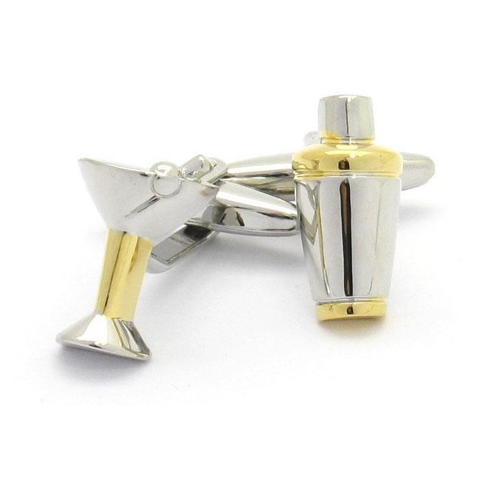 Silver/Gold Cocktail Glass & Shaker Cufflinks