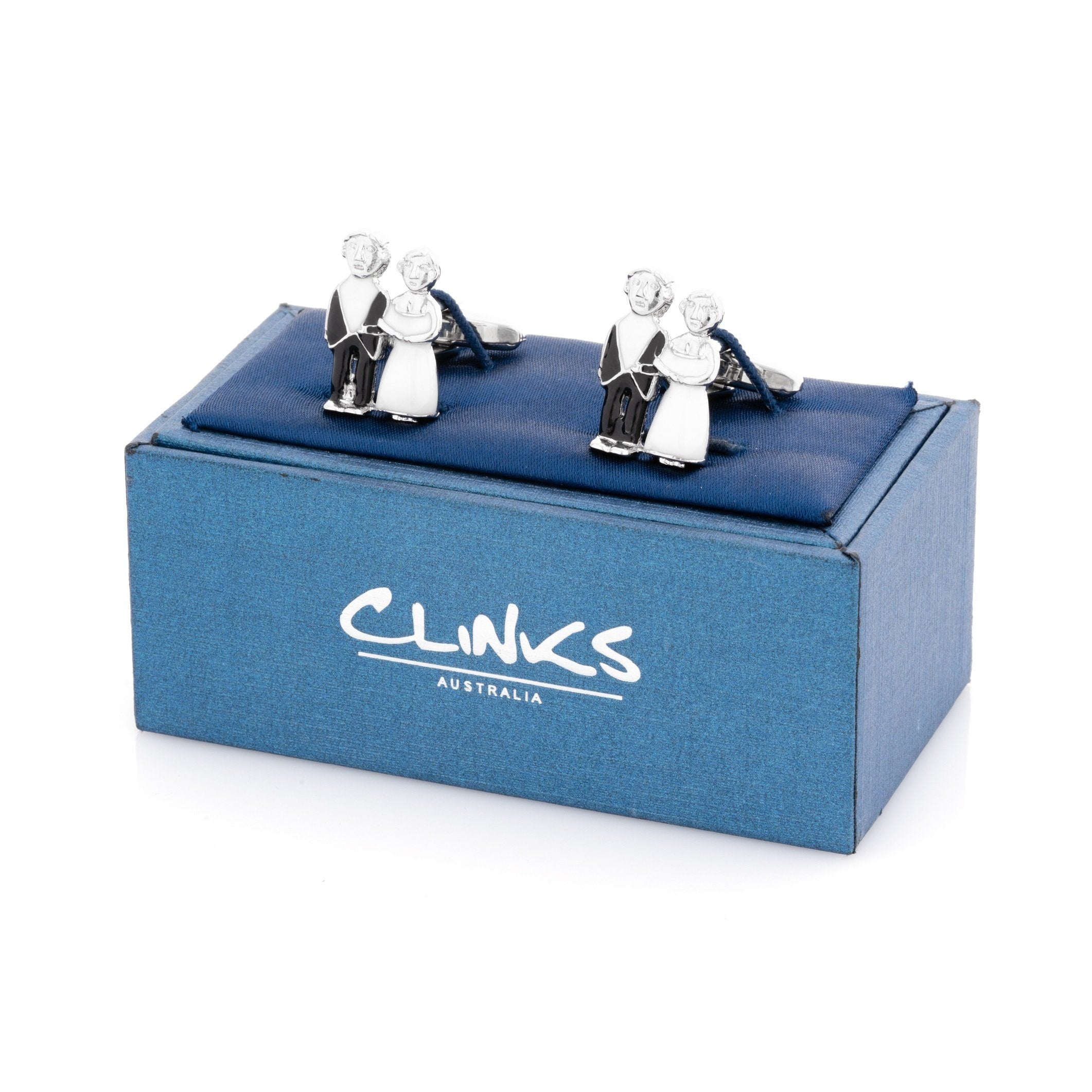 Wedding Bride Groom Couple in Black, White & Silver Cufflinks Wedding Cufflinks Clinks Australia 